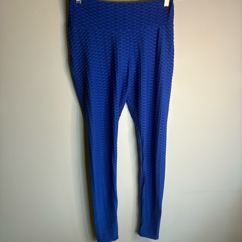 Vibrant Blue Honeycomb Leggings